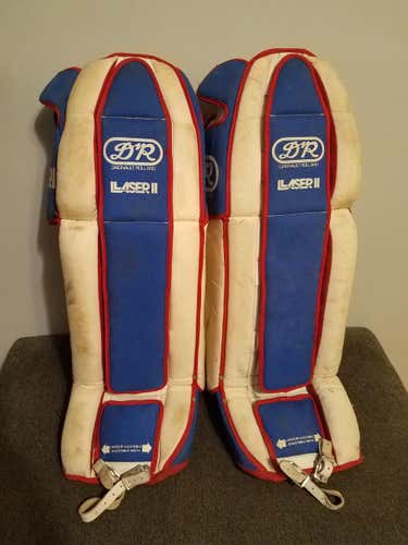 White 35" Goalie Leg Pads Senior Pro Stock