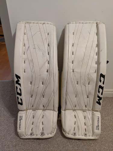 White 30" +1 Intermediate CCM Premier R1.5 Goalie Leg Pads