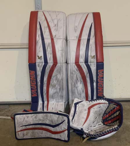 Custom 36+2 Senior Vaughn Regular Velocity V6 Goalie Full Set Red&Blue