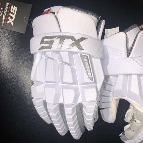 Stx RZR Surgeon White New Player Surgeon Lacrosse Gloves 12 — 2 Pairs
