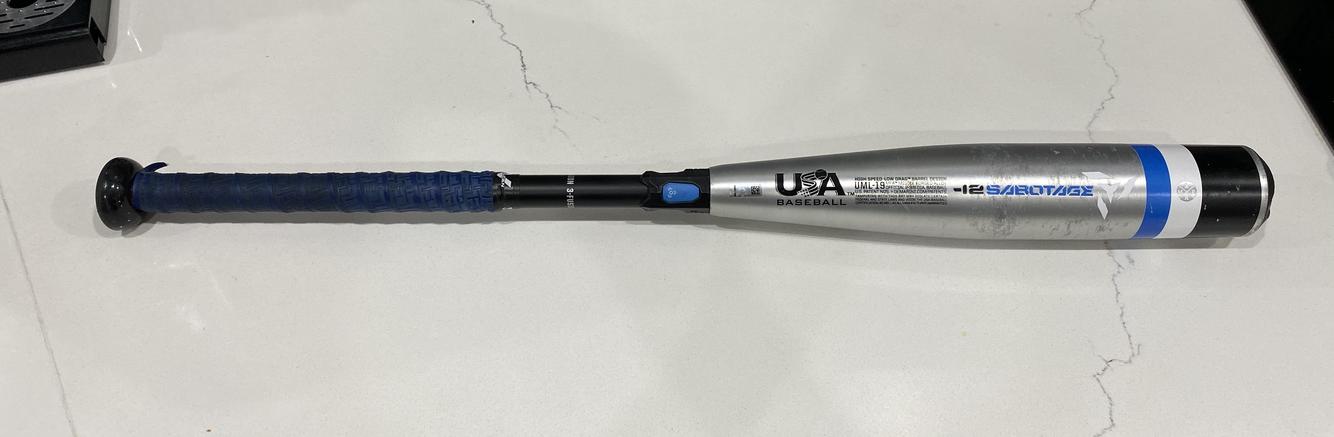 Silver 2019 DeMarini Sabotage Bat - Used for Half Season 28/16