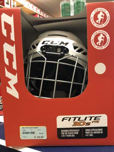White New Youth  CCM Fitlite 3DS Helmet