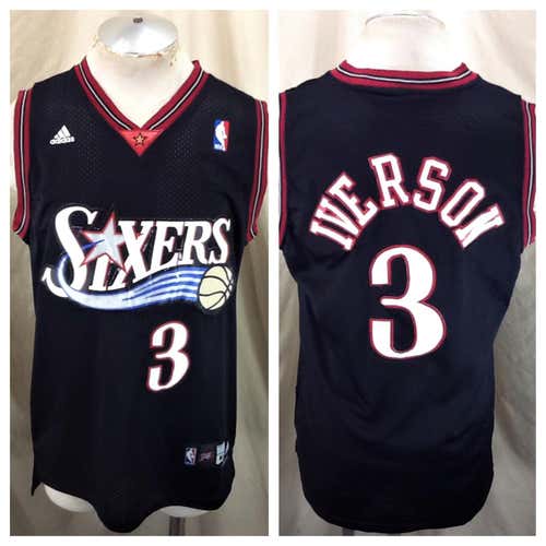 Adidas Philadelphia 76ers Allen Iverson #3 (Med) Retro NBA Basketball Jersey Black