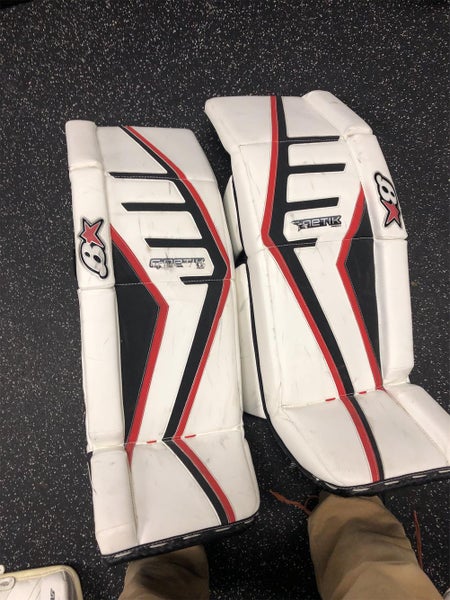 White Senior Brians Gnetik Pro II Goalie Leg Pads