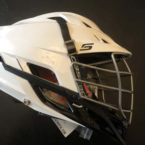 BNWT New With tags Cascade S Helmet. White Shell, Chrome Cage, Black Chin, Jaw And Strap