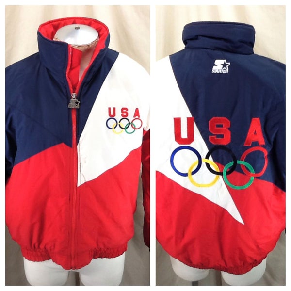 Vintage 90's Starter U.S. Olympic Team (Large) Retro Full Zip Up Winter Puffer Jacket