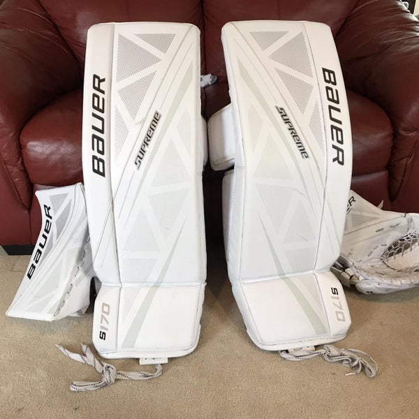 White Bauer Supreme S170 Goalie Leg Pads - Large