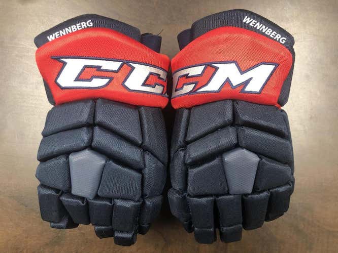 NEW! CCM TACKS COLUMBUS BLUE JACKETS NHL PRO STOCK HOCKEY GLOVES 14" WENNBERG