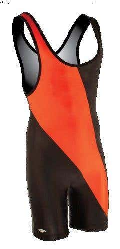 Matmen 8538 Chest Sweep Singlet - Black/Orange - Size XL