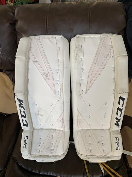 White Junior 24" CCM Premier P2.5 Goalie Leg Pads