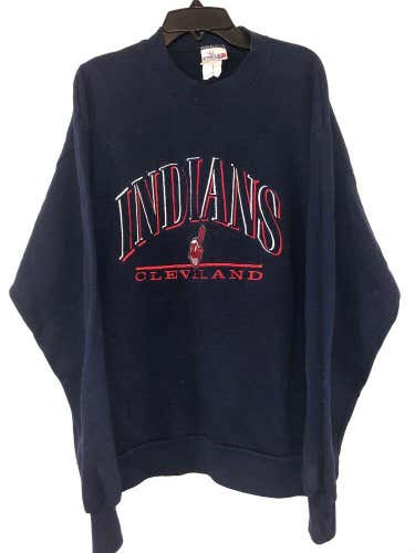 Vintage Cleveland Indians Chalkline Crewneck Sweatshirt Size L Tribe Navy