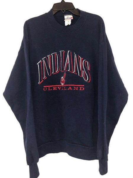Vintage Cleveland Indians Chalkline Crewneck Sweatshirt Size L Tribe Navy
