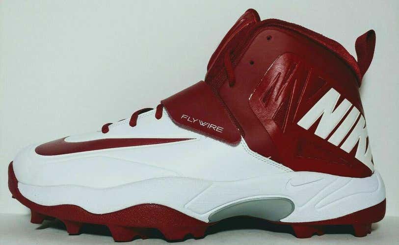 Nike Flywire Football Cleats 603350-161 Zoom Code Red & White Size 14 NEW