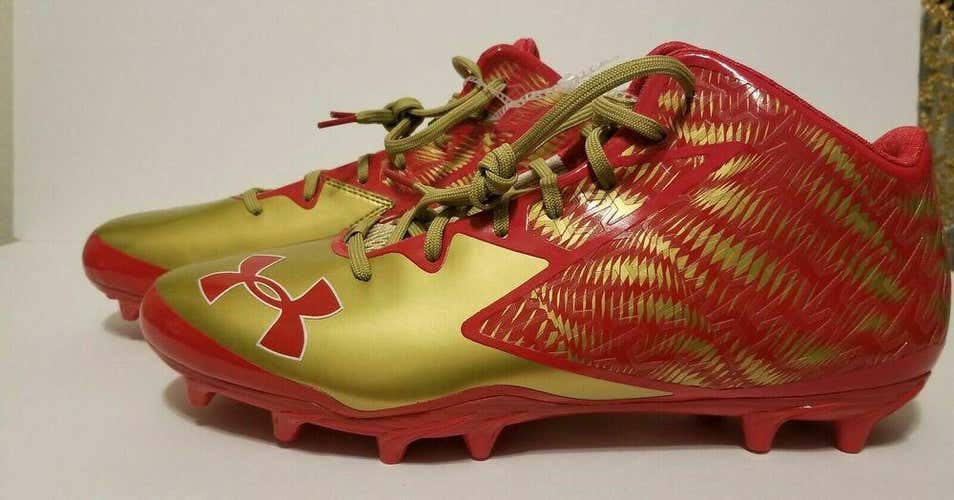Under Armour Deception Football Clutchfit Cleats Red/Gold Size 13.5 1270439-601