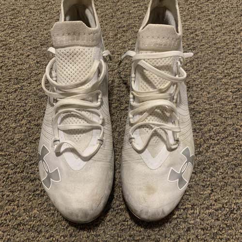 USED White/Chrome UA Cleats Sz 11.5