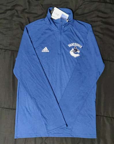 Adidas Quarter Zip ClimaLite Long Sleeve Tee 4712A Vancouver Canucks Size S