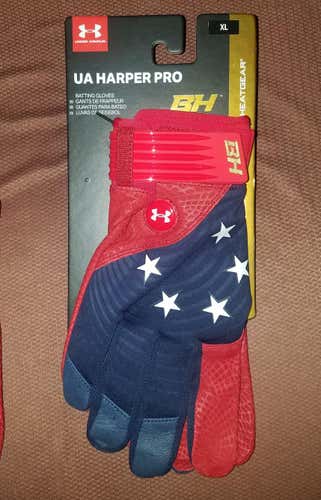 Blue New Men's Large Under Armour Batting Gloves