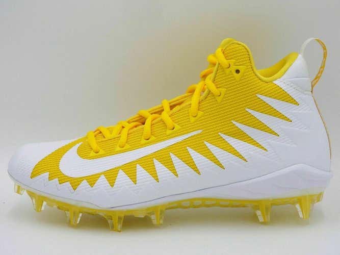 Nike Alpha Menace Pro Mid TD Football Cleat,871451-711,White/Yellow,Men's 9.5