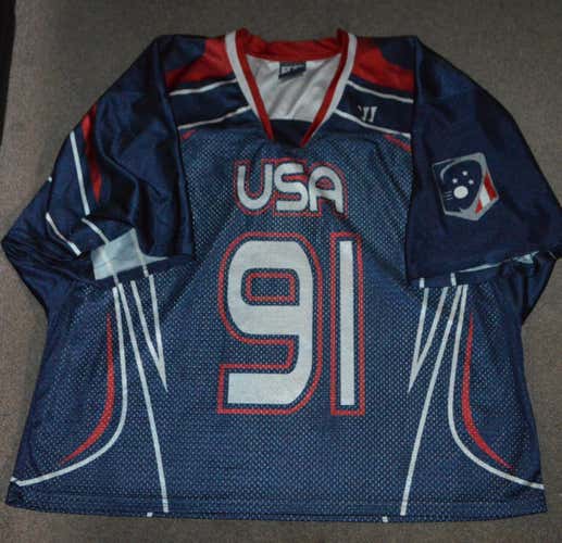 Mike Leveille Team USA Lacrosse Game Worn Used Warrior Jersey XL US