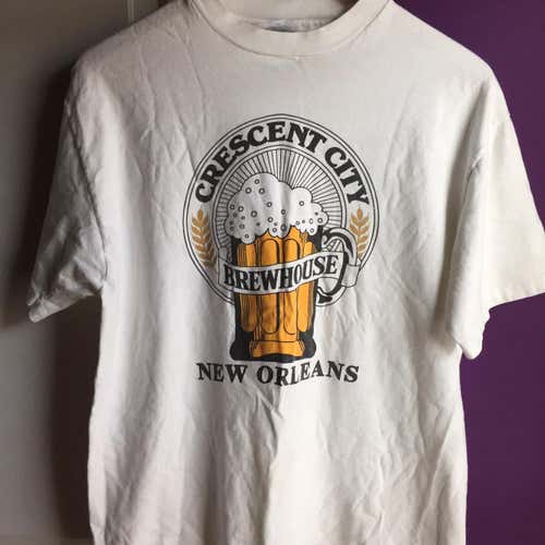 Vintage 90’s Crescent City Brewhouse Sz Adult Large  Shirt New Orleans Red Stallion Beer