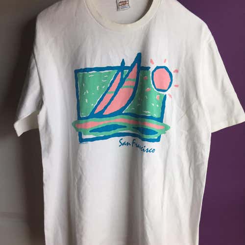 Vintage 90’s San Francisco Sz Adult Extra Large Waves Ocean Boats Single Stitch  Shirt