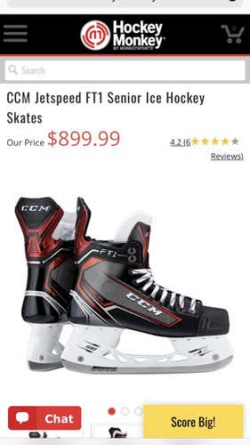 Senior JetSpeed FT1 Hockey Skates D&R (Regular)  Size 10
