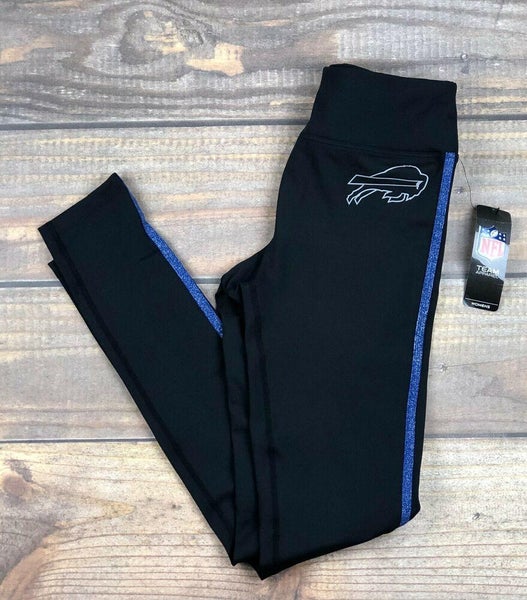 Buffalo Bills NFL Fitted Leggings Black with Metallic Blue Stripe