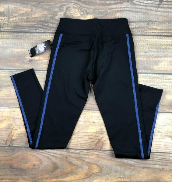 Buffalo Bills NFL Fitted Leggings Black with Metallic Blue Stripe Women's  XL NWT