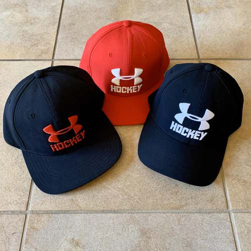 Lot of Three Under Armour Hockey Flexfit Hats Sz L/XL
