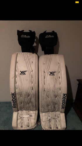 White Senior 34" Reebok Premier XLT Goalie Leg Pads OPEN TO OFFERS
