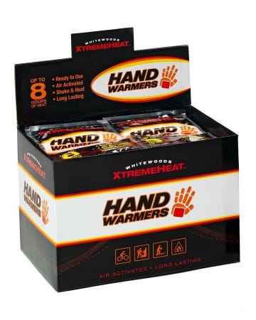 Whitewoods XTREME HEAT™ Air-Activated HAND Warmers, 8 Hrs Heat (Case, 40 Pairs