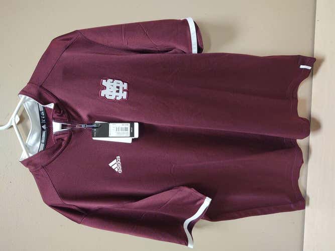 New Mens Adidas 1/4 Zip Mississippi State short Sleeve XL