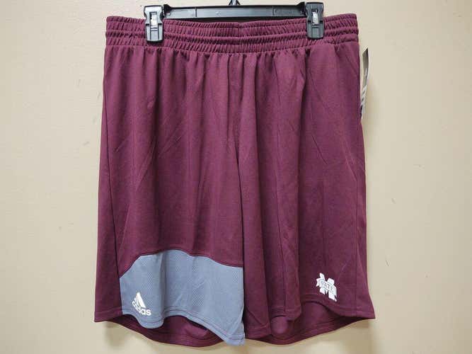 New Mens Adidas Mississippi State Bulldogs Climalite Shorts Size Large
