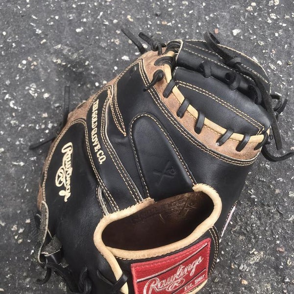 Black High School/College Rawlings Right Handed Catcher's Heart of the Hide Baseball Glove 33"