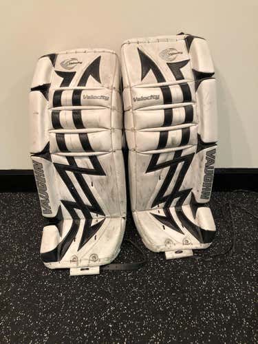 White Intermediate 28" Vaughn Velocity V5 Goalie Leg Pads