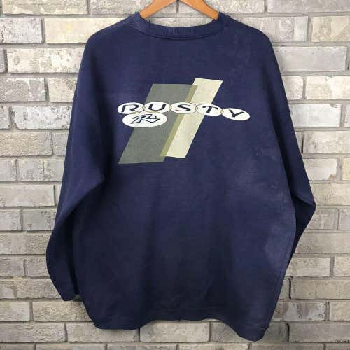 Vintage 90s Rusty Surf Skateboard Skate Mens XL Sweatshirt Faded Worn Thrashed