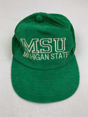 vintage 80s michigan state spartans msu corduroy snapback adjustable hat