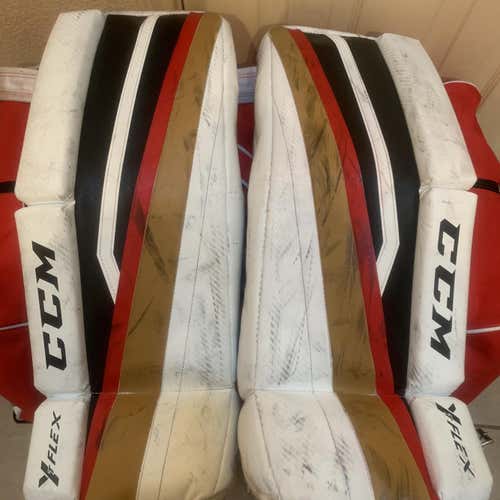 White Youth 24" Y Flex Goalie Leg Pads