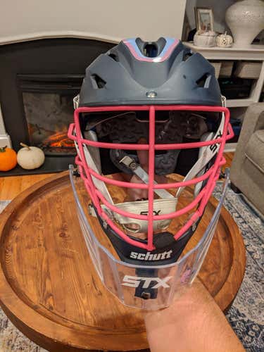 Blue Adult Goalie STX Rival Helmet with Decals