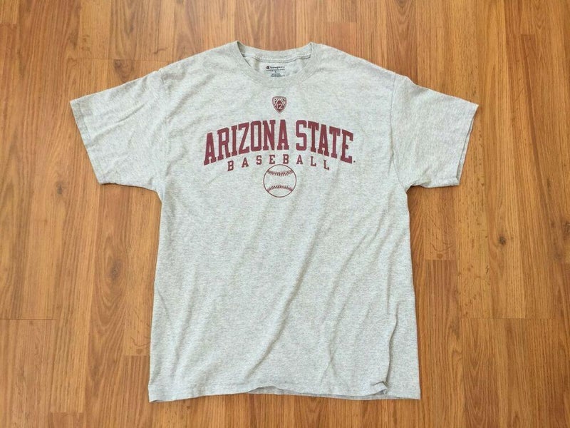 ASU Sun Devils Arizona State University Pac 12 Baseball CHAMPION Size L T Shirt!