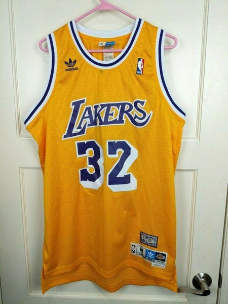 Magic Johnson #32 Los Angeles Lakers Yellow Adidas Swingman Jersey Men's Size: M