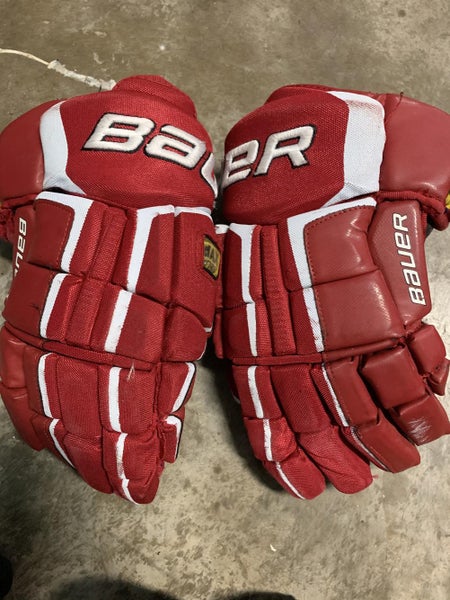 Red Senior Bauer Supreme TotalOne Gloves 14" Pro Stock