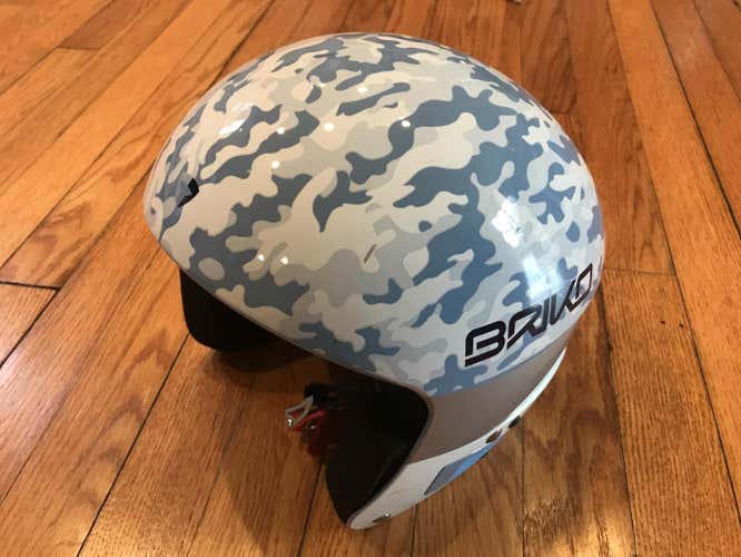 Snow Camo Vulcano FIS Jr. Small Briko Helmet - adjustable w/ FREE t-shirt