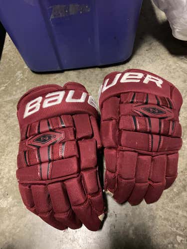 Red Senior Bauer 4 Roll Gloves 14" Pro Stock