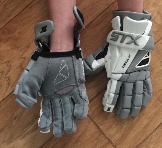 NEW White /Grey STX Cell IV Lacrosse Gloves 12"
