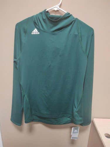 New Adidas Mens Medium Long Sleeve w Hoodie Training Shirt Dark Green CZ0844