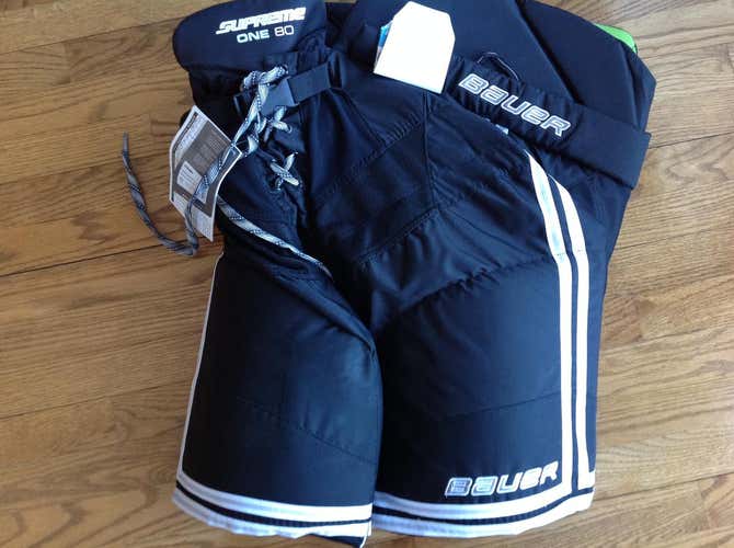 New Bauer Supreme One 80 Senior Ice Hockey Pants  NAVY \ SILVER SIZE M+1"