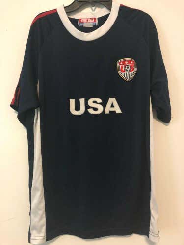 USA EB SPORTS US SOCCER TEAM MENS BLUE T SHIRT JERSEY SIZE Large