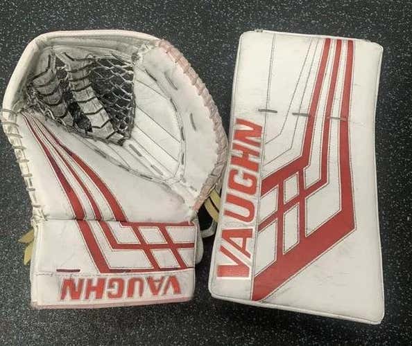 Pro Stock hockey Vaughn Goalie Glove Blocker VE8 XP Carbon Detroit Red Wings Game used