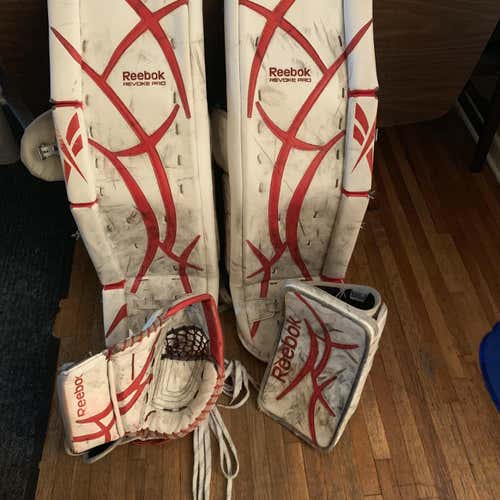 White Senior 35" Revoke Pro Zone Goalie Full Set